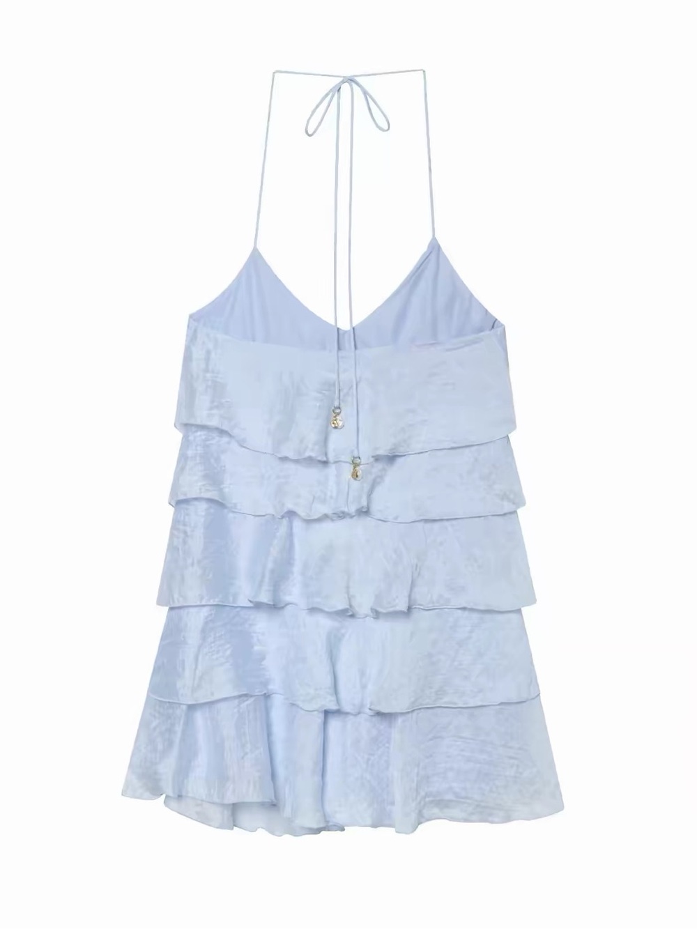 Light Blue Ruffled Spaghetti-Strap Dress - Picture 4 of 4